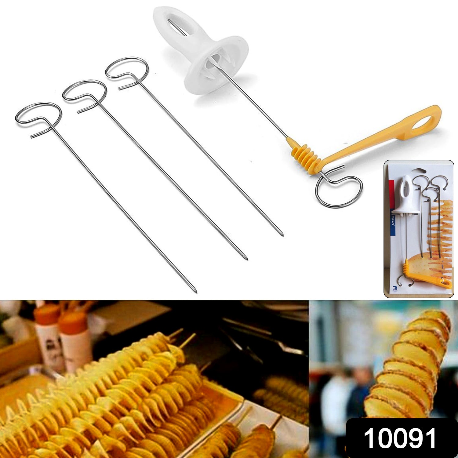 1 Set Potato Spiral Cutter Potato Twister (4 Spits) 1 Set Potato Spiral Cutter Potato Twister (4 Spits)